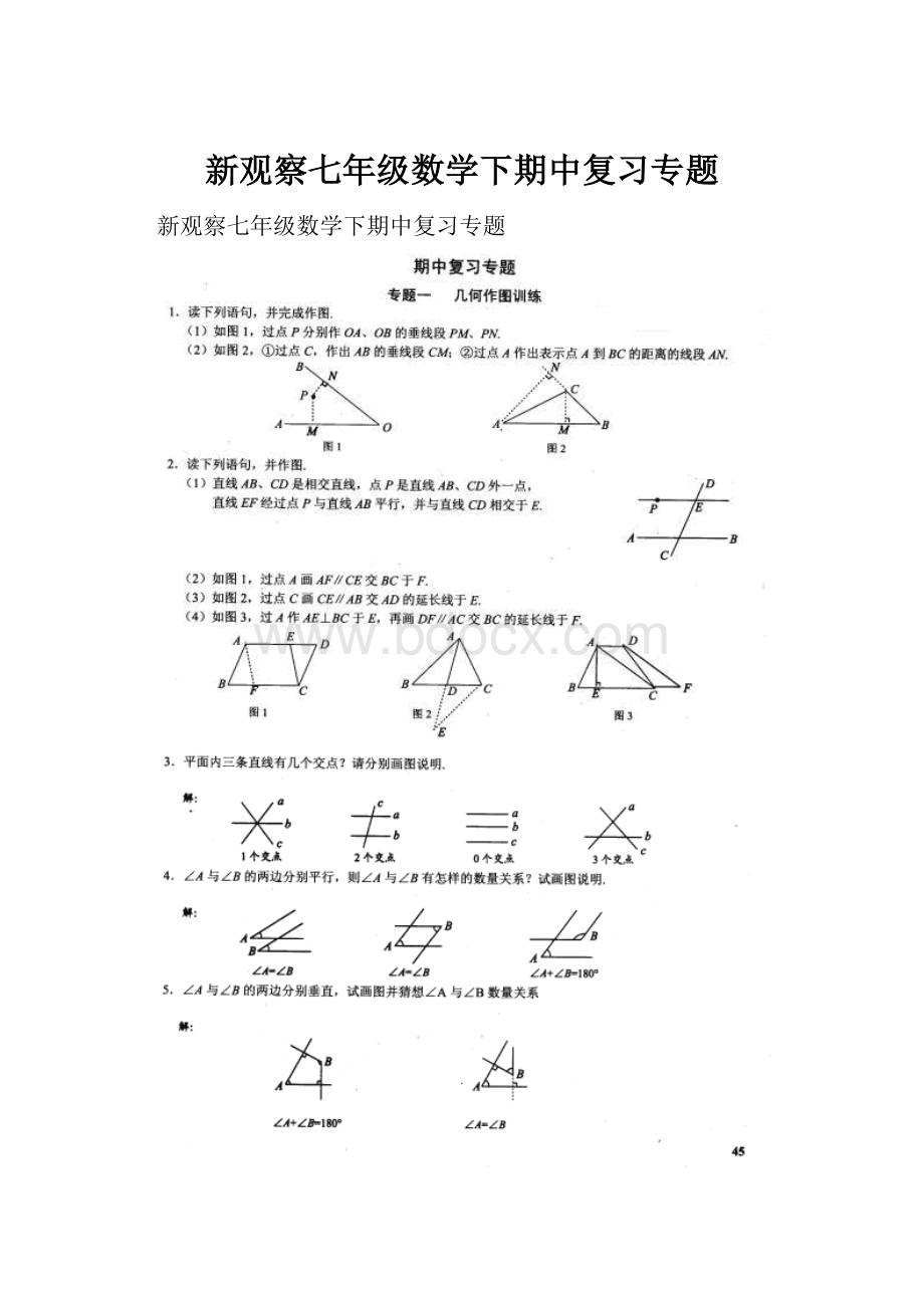 新观察七年级数学下期中复习专题.docx_第1页