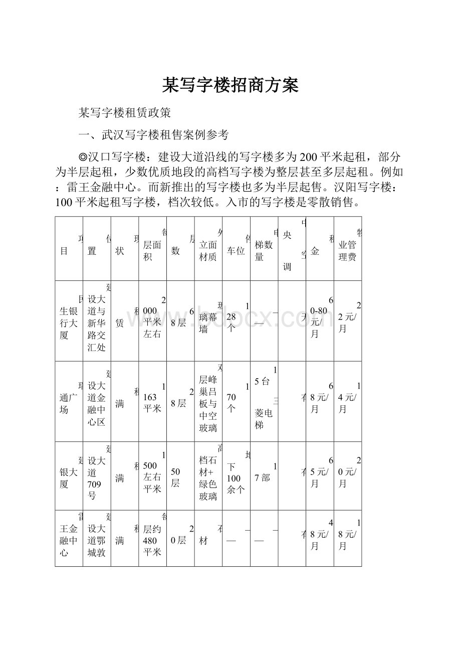 某写字楼招商方案.docx