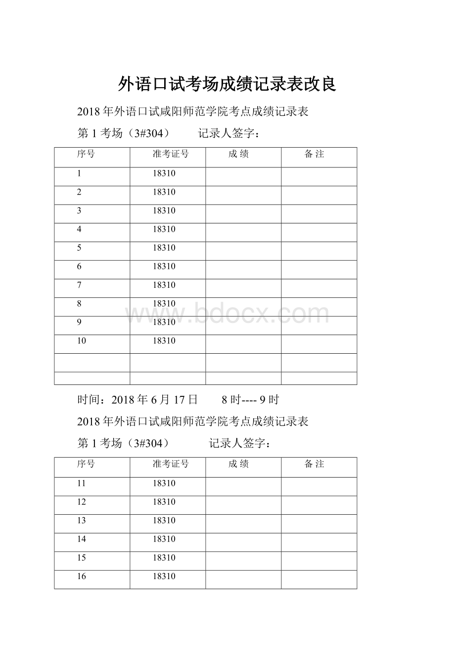 外语口试考场成绩记录表改良.docx_第1页