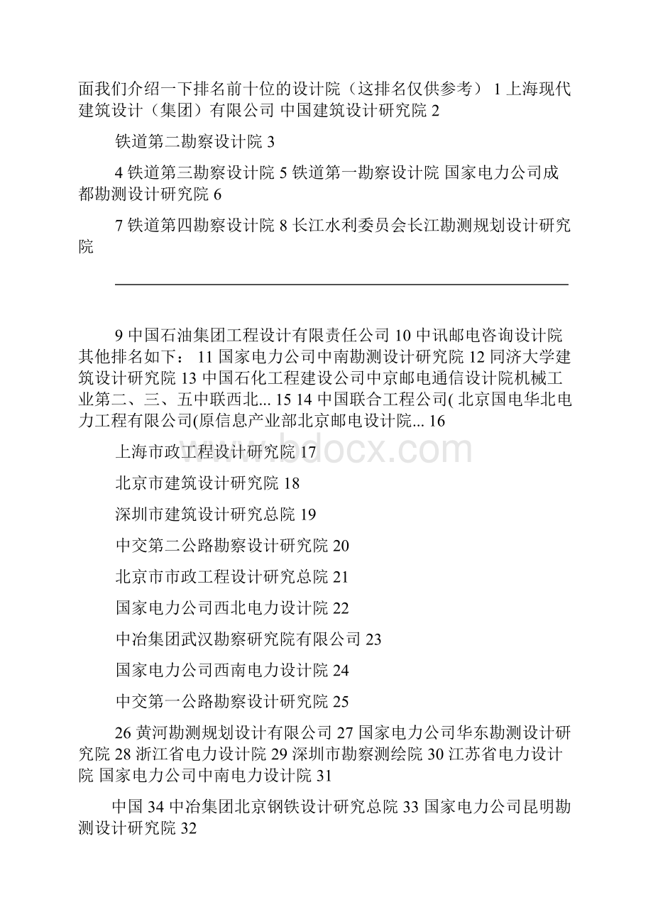 中国权威设计院排名及各大设计院营业额解读.docx_第2页