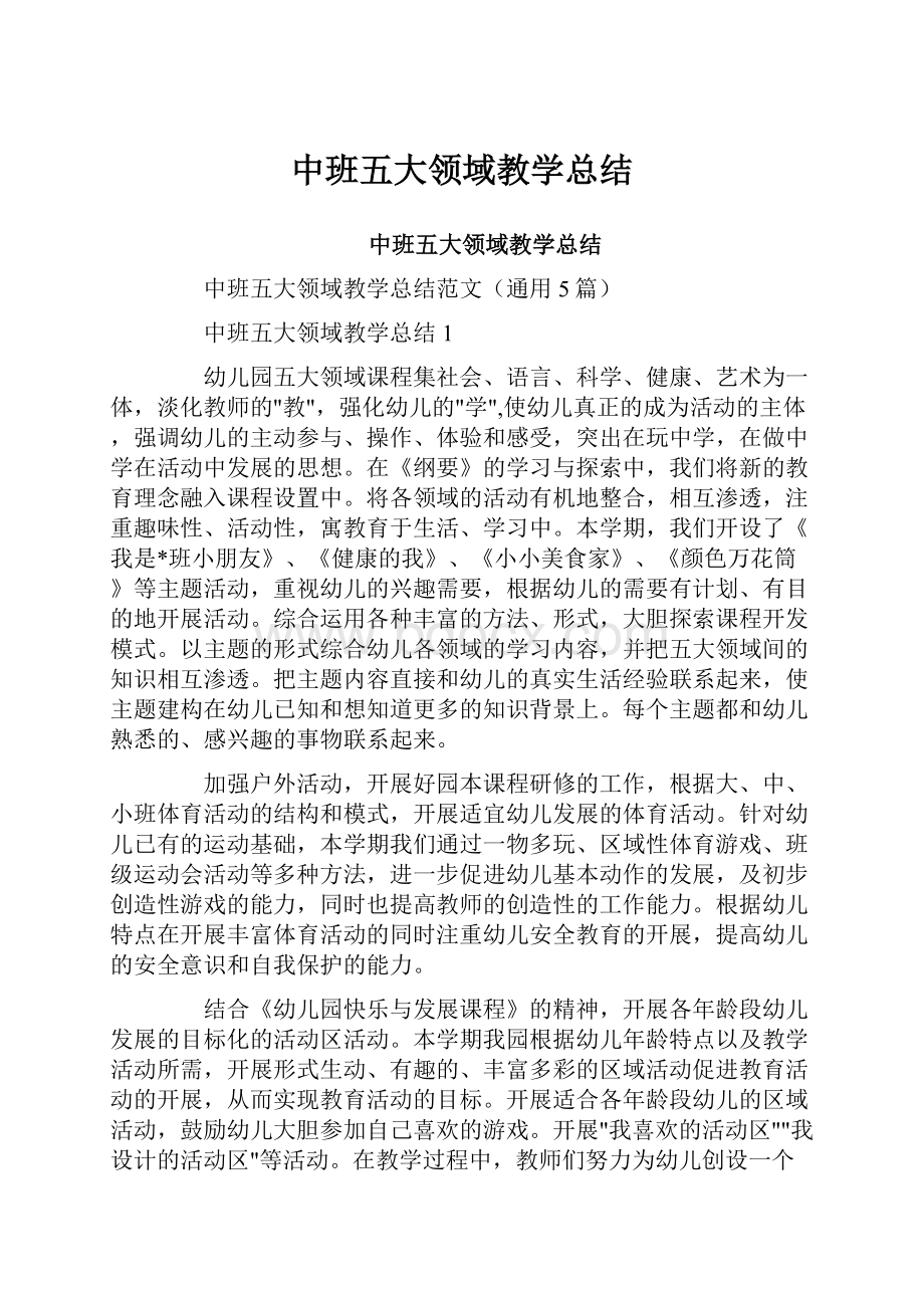 中班五大领域教学总结.docx