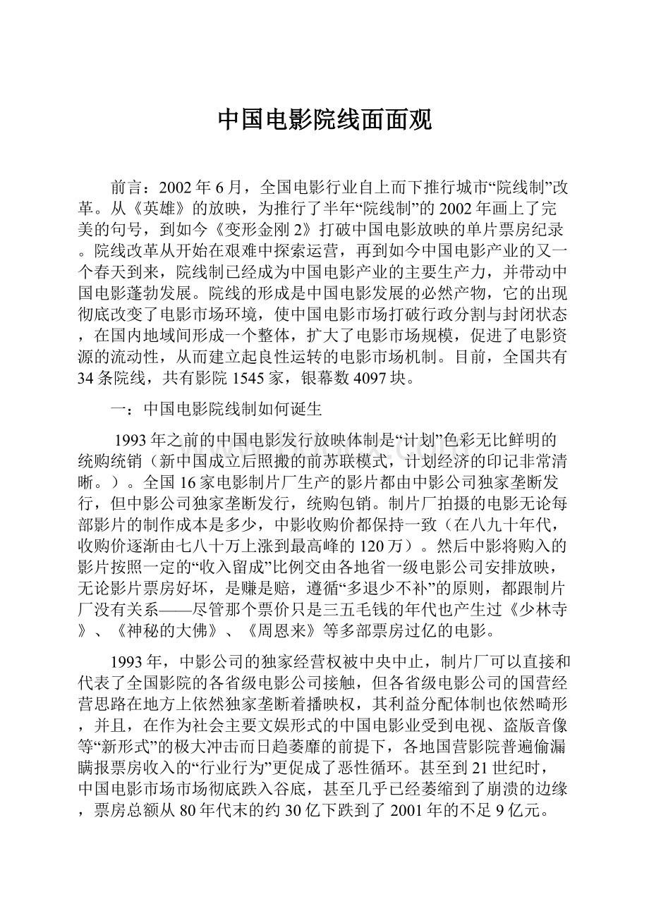 中国电影院线面面观Word下载.docx