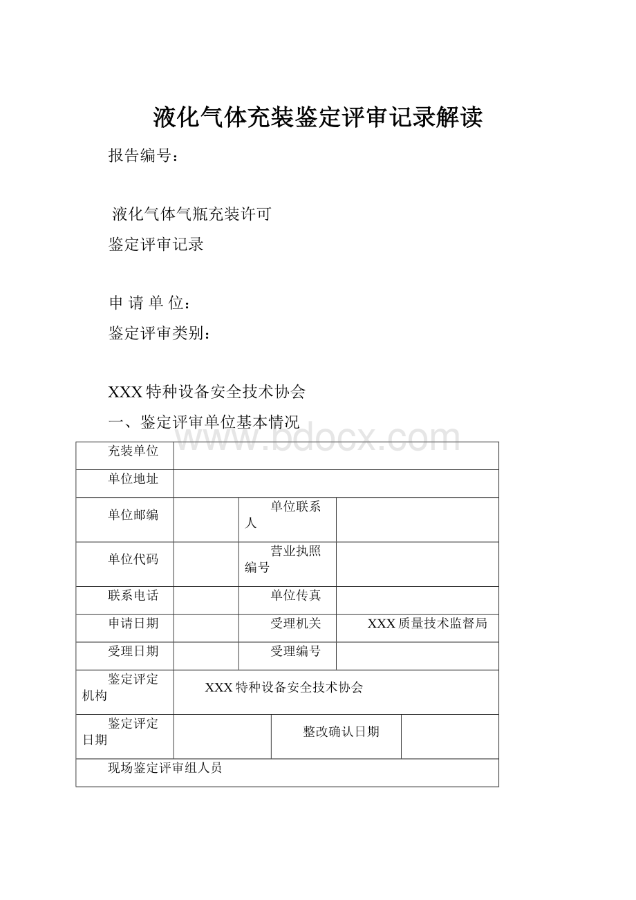 液化气体充装鉴定评审记录解读文档格式.docx