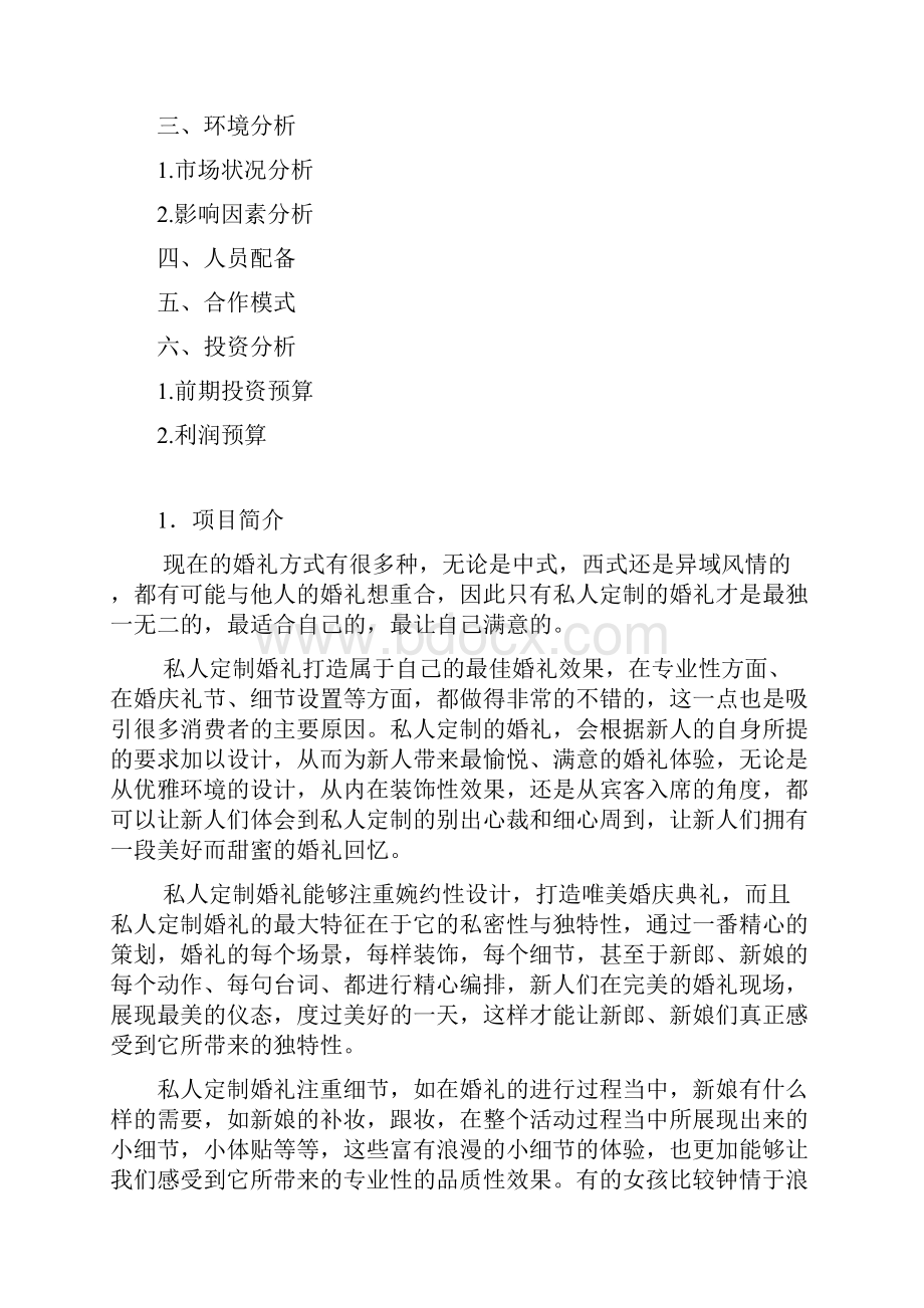 精品文档婚庆婚礼私人订制项目策划书.docx_第2页