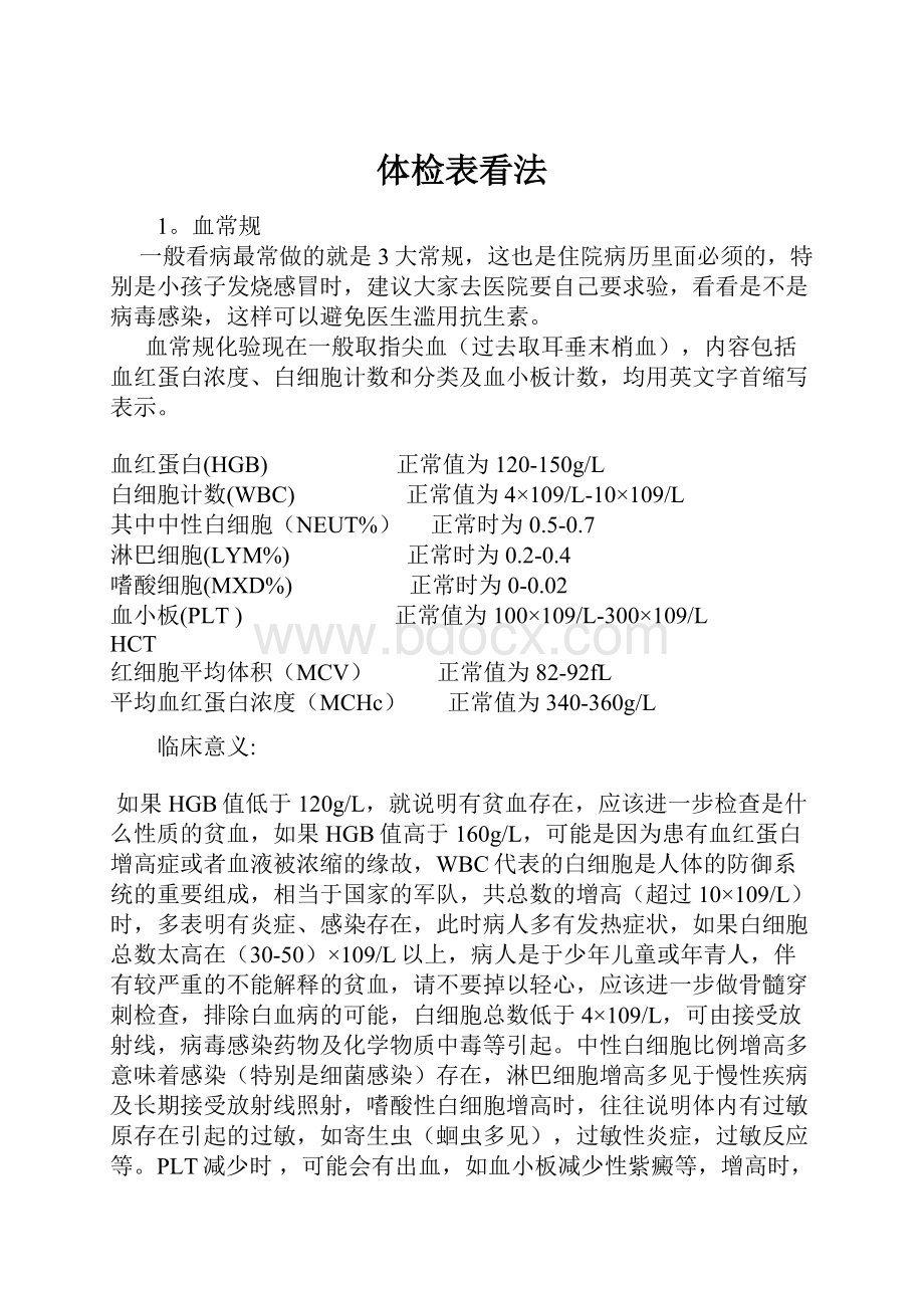 体检表看法Word文档格式.docx