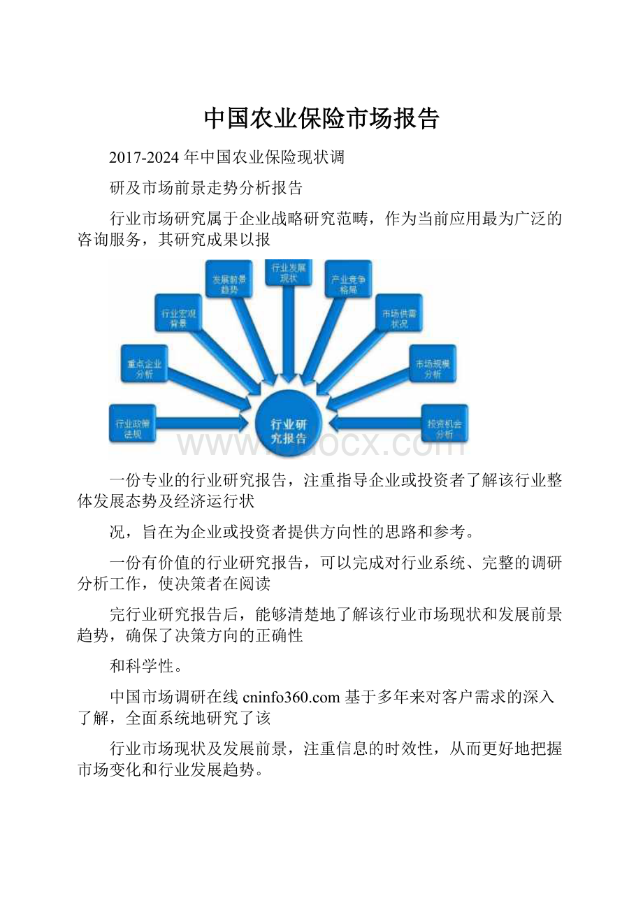 中国农业保险市场报告Word文档下载推荐.docx