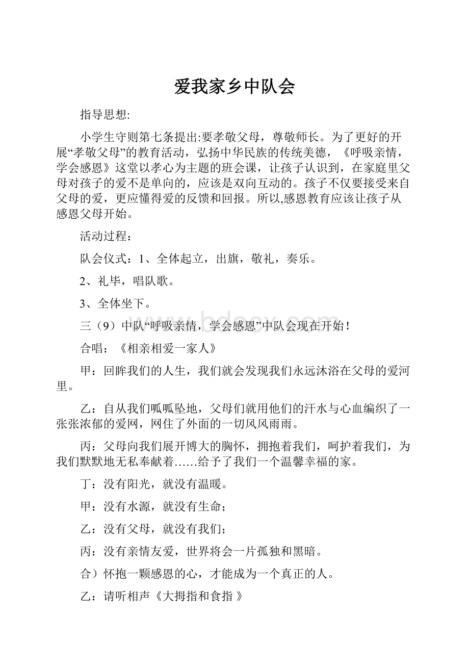 爱我家乡中队会Word文档下载推荐.docx