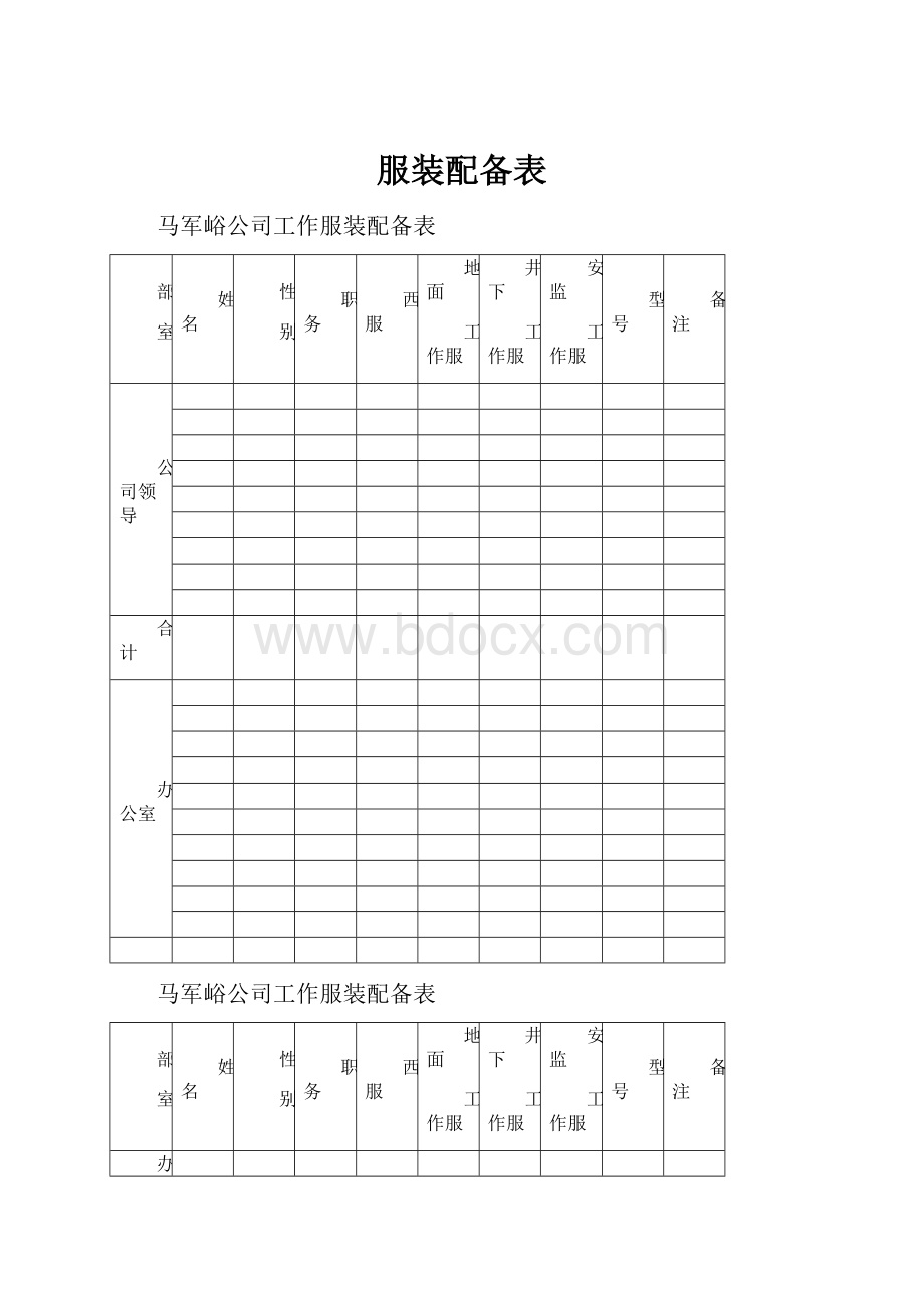 服装配备表.docx