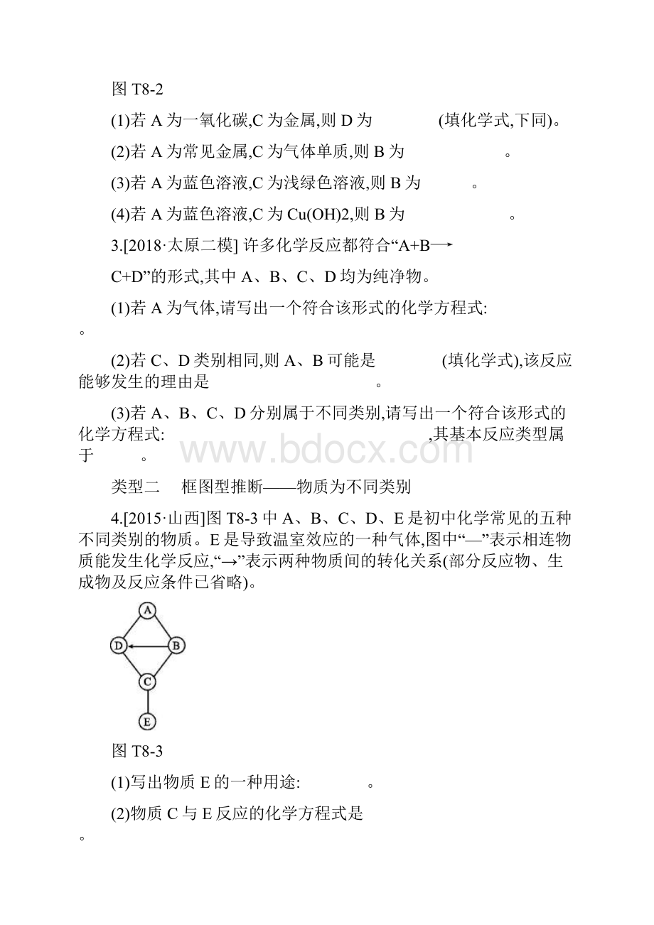 山西专版中考化学复习方案题型突破08物质的推断试题.docx_第2页