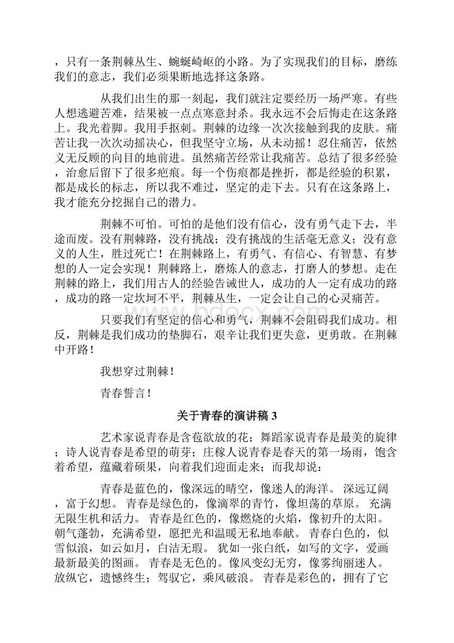 关于青春的演讲稿15篇Word文档格式.docx_第2页