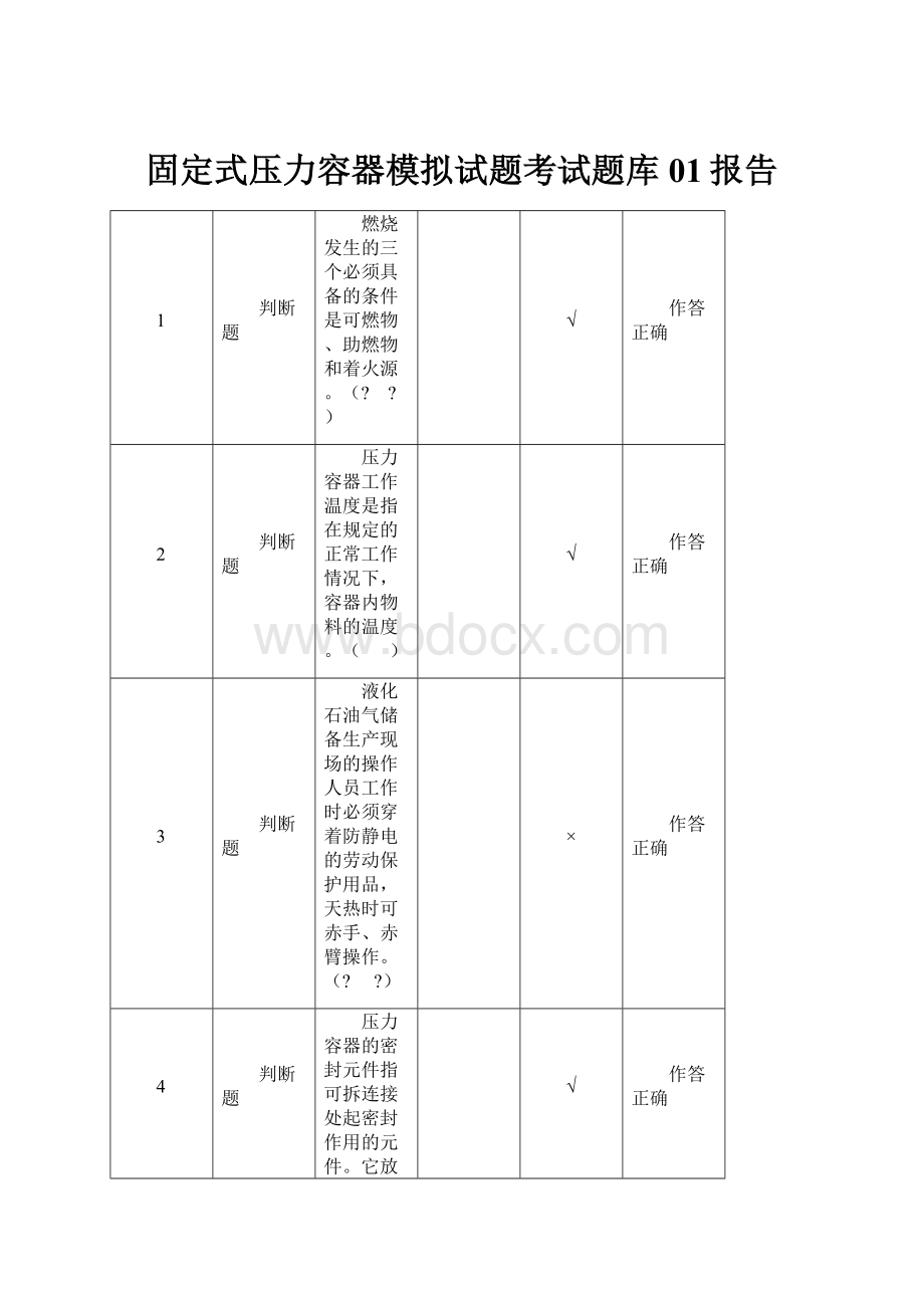 固定式压力容器模拟试题考试题库01报告Word格式.docx