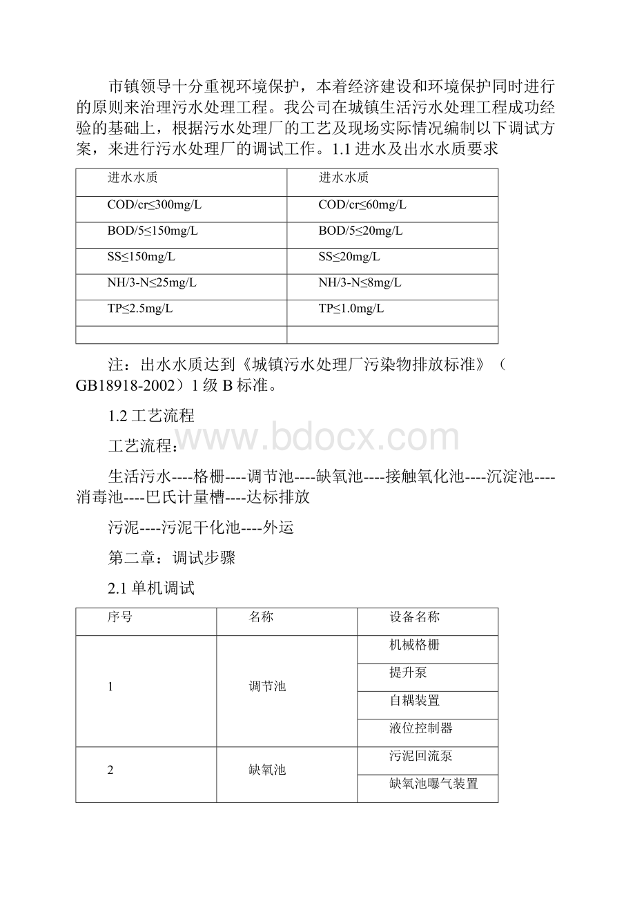 污水处理厂一体化设备调试方案Word格式.docx_第2页