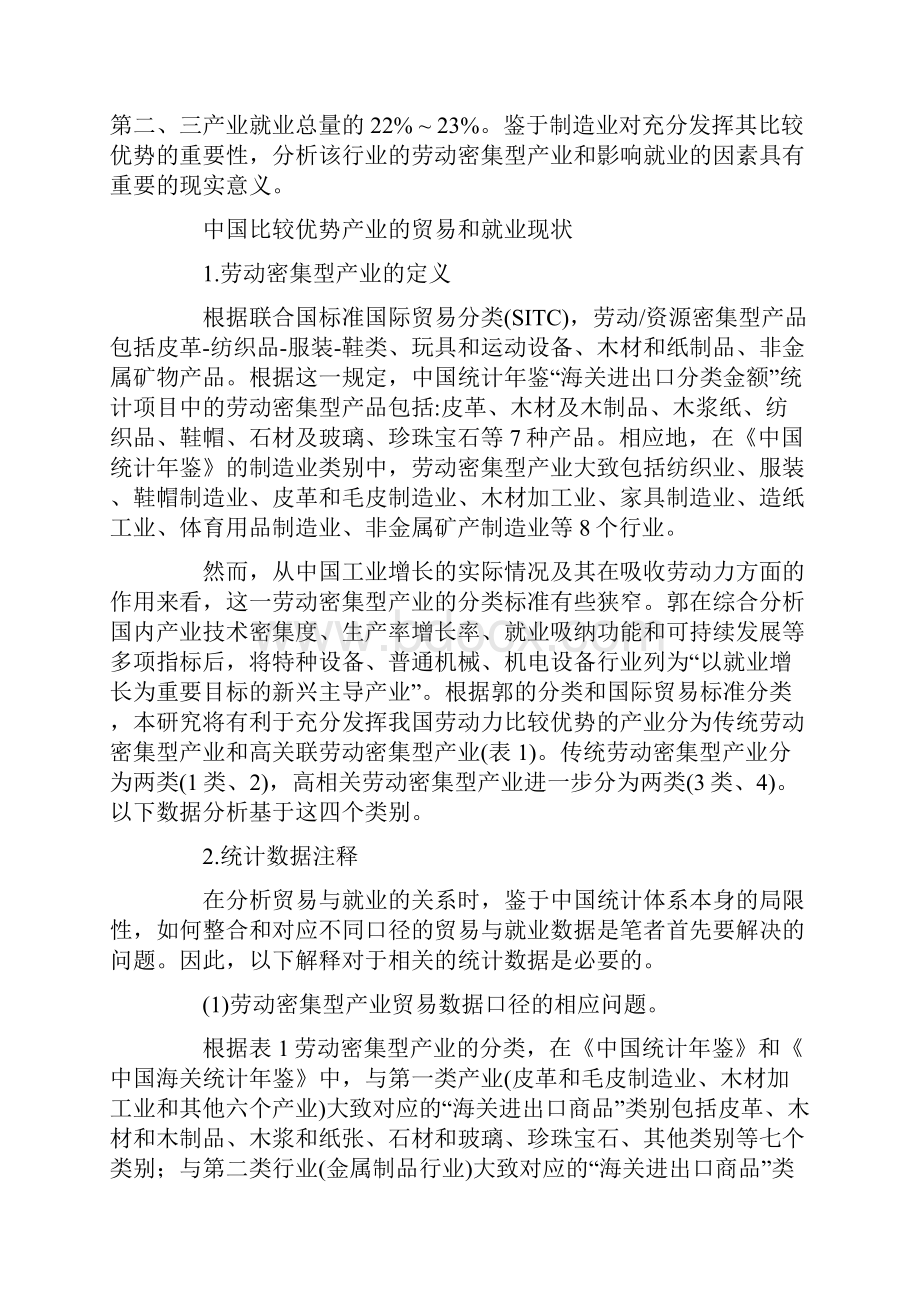 中国劳动密集型制造业的就业状况docWord格式文档下载.docx_第2页