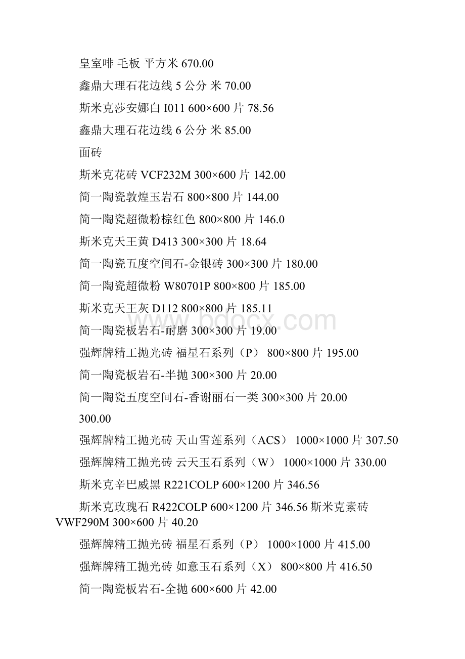 最新房屋装修材料报价表.docx_第2页