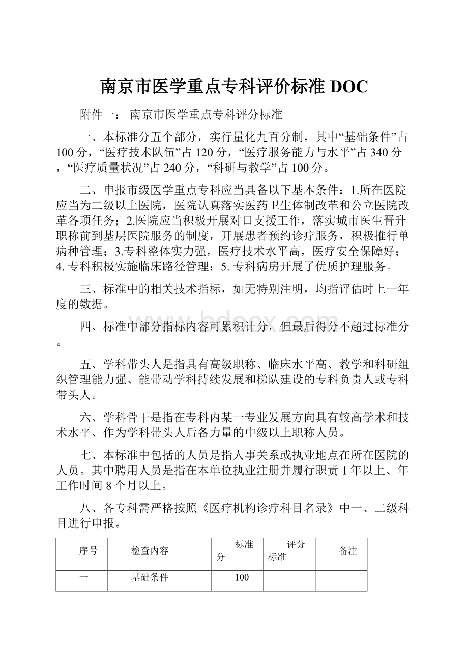 南京市医学重点专科评价标准DOC.docx_第1页