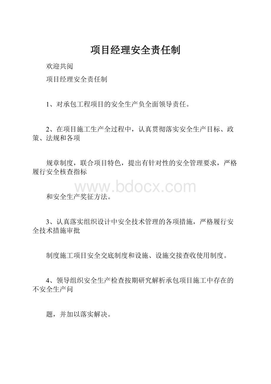 项目经理安全责任制.docx_第1页