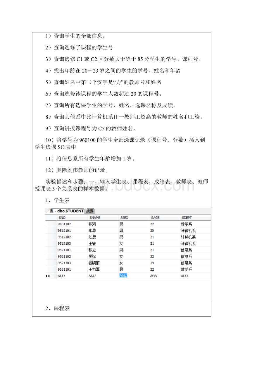 数据库实验报告二 数据查询Word格式文档下载.docx_第2页