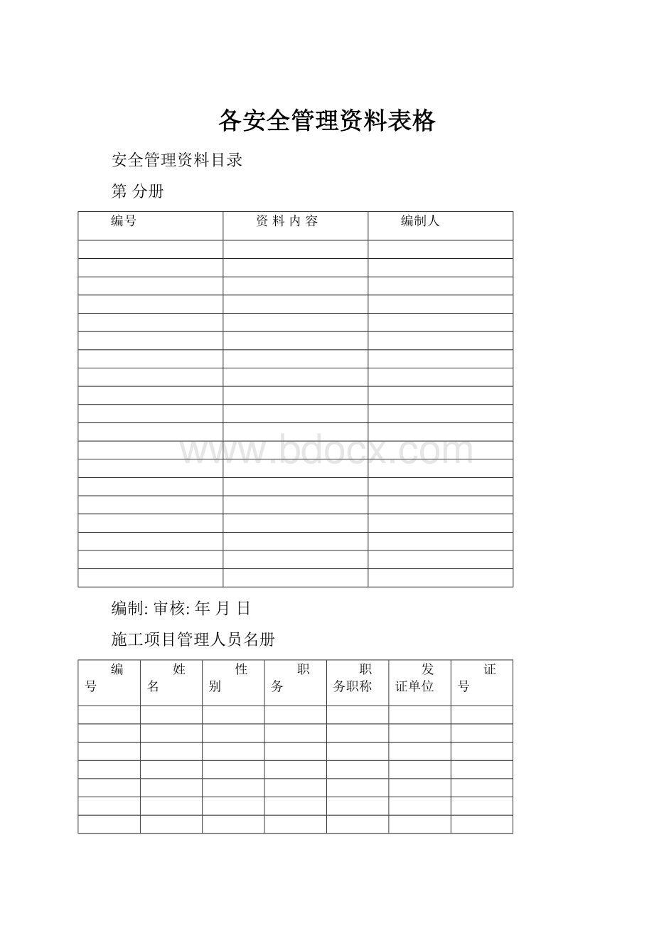 各安全管理资料表格.docx_第1页