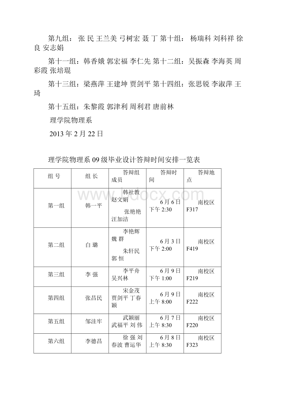 13物理系09级毕业设计答辩安排文档格式.docx_第3页