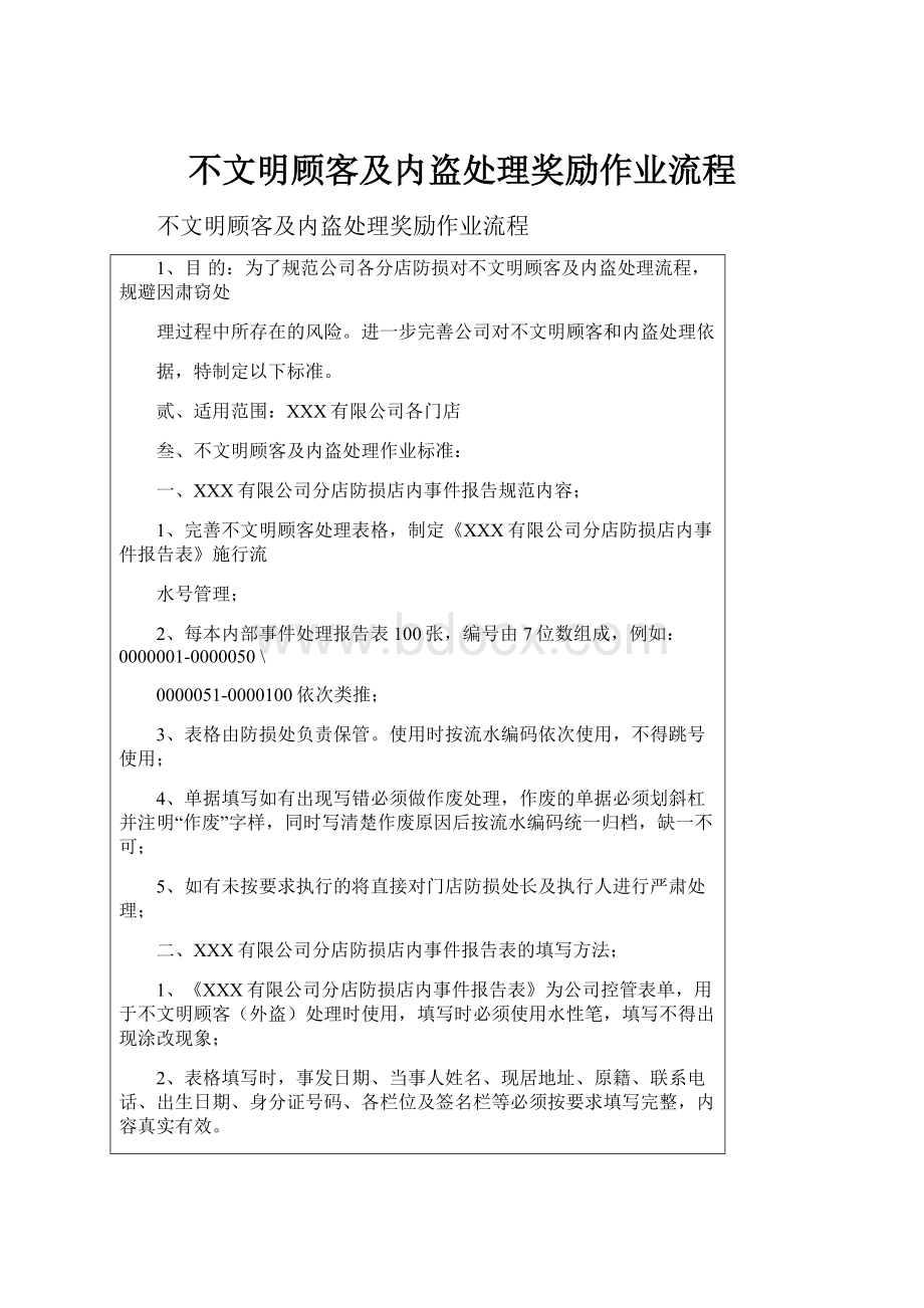 不文明顾客及内盗处理奖励作业流程.docx_第1页