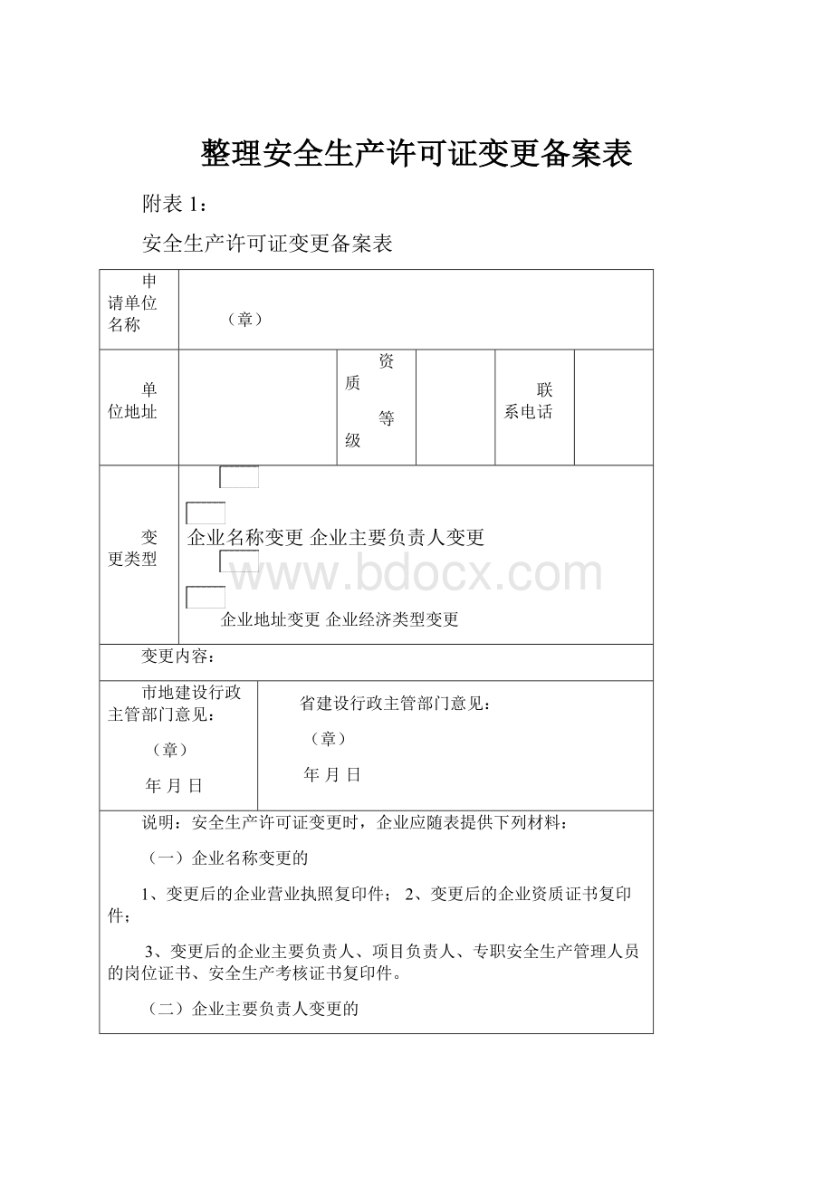 整理安全生产许可证变更备案表.docx_第1页