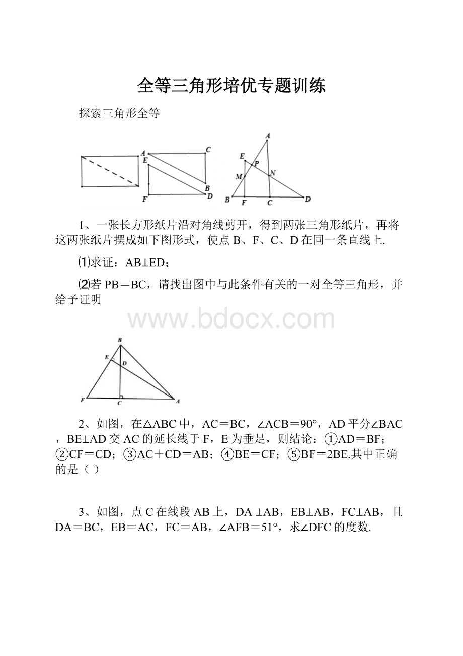 全等三角形培优专题训练Word文档下载推荐.docx