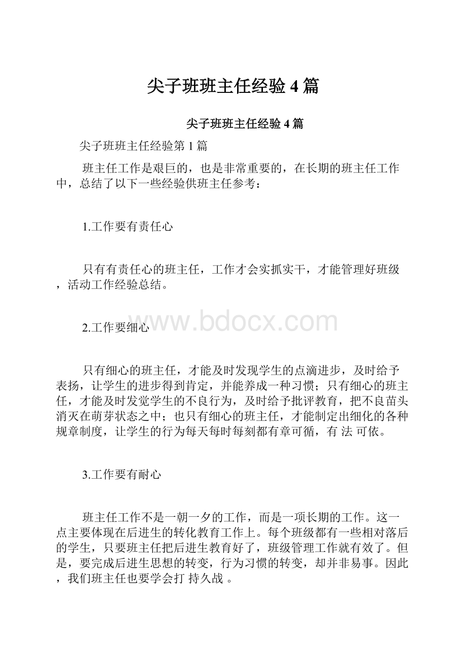 尖子班班主任经验4篇.docx