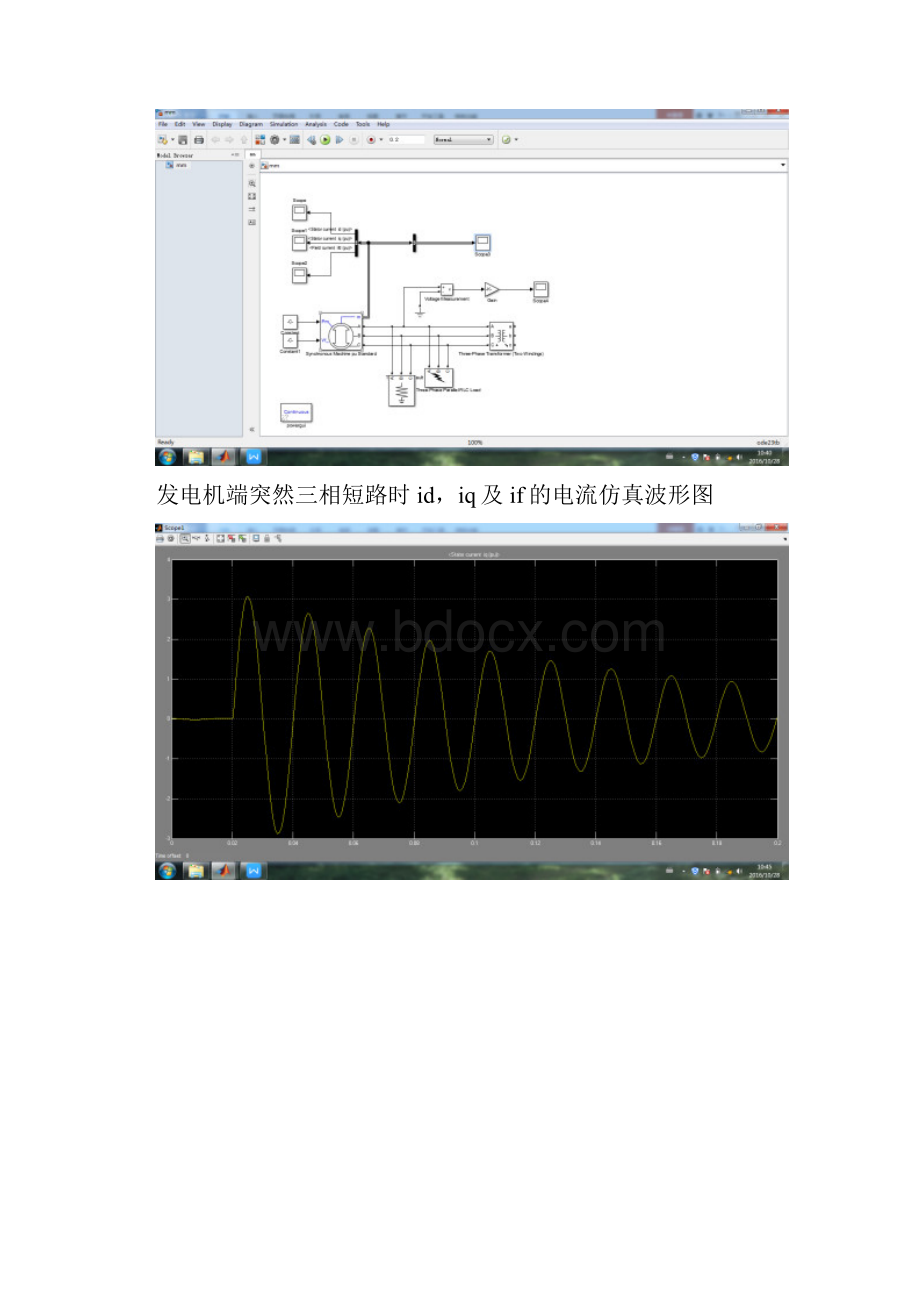 三同步发电机突然三相短路仿真Word文档格式.docx_第2页