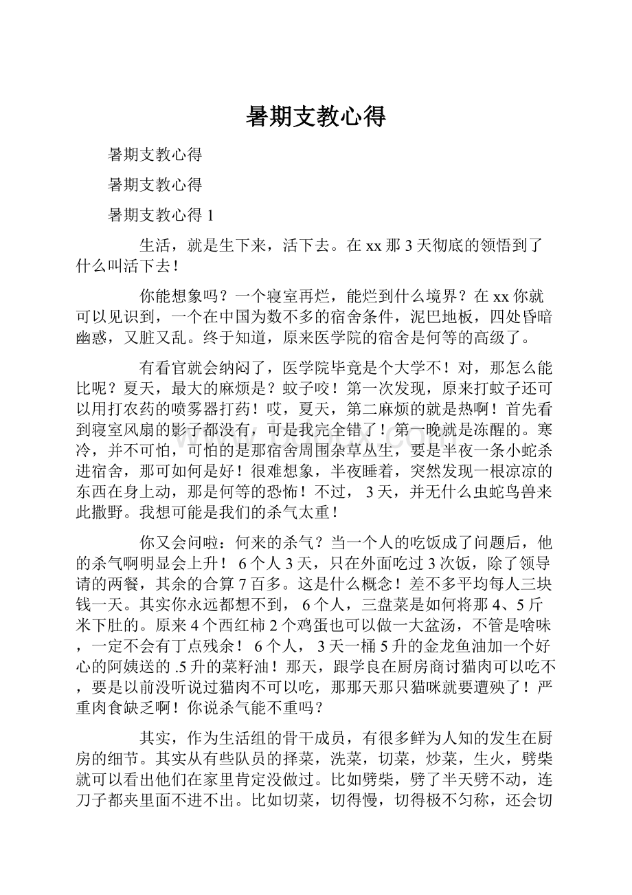 暑期支教心得Word文档下载推荐.docx