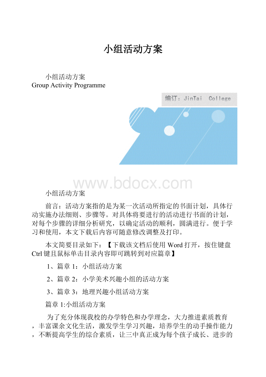 小组活动方案Word格式.docx