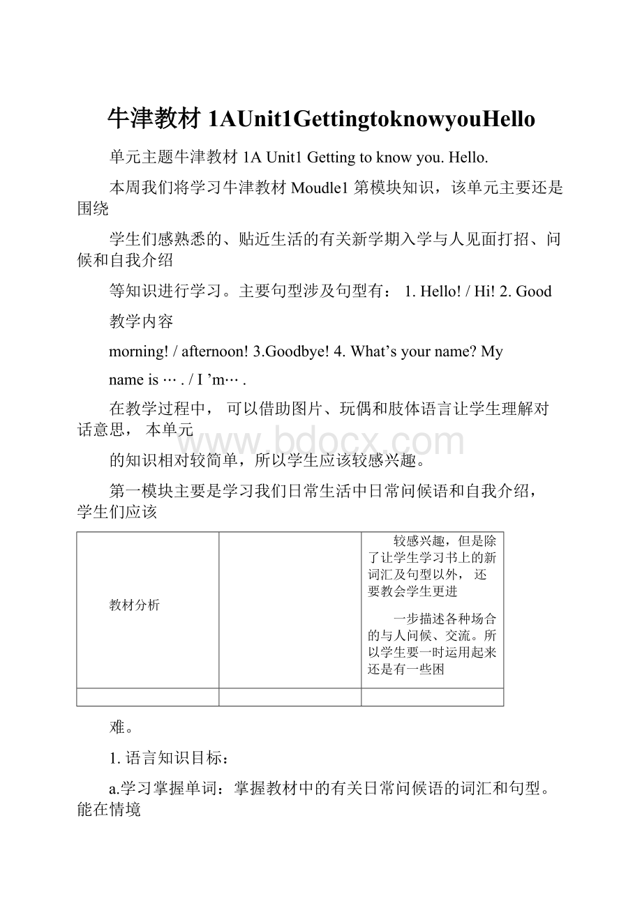 牛津教材1AUnit1GettingtoknowyouHello.docx