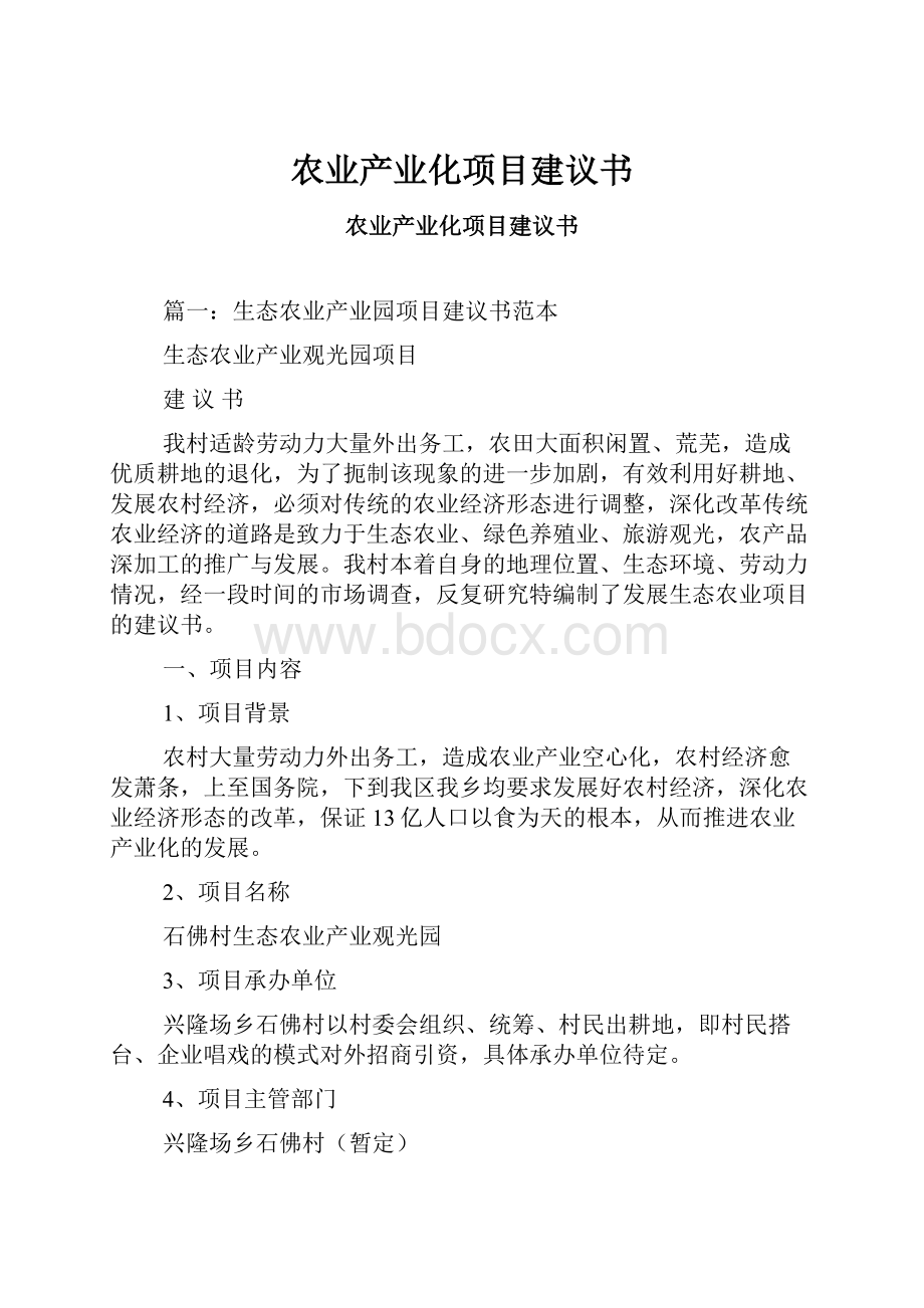 农业产业化项目建议书Word格式文档下载.docx