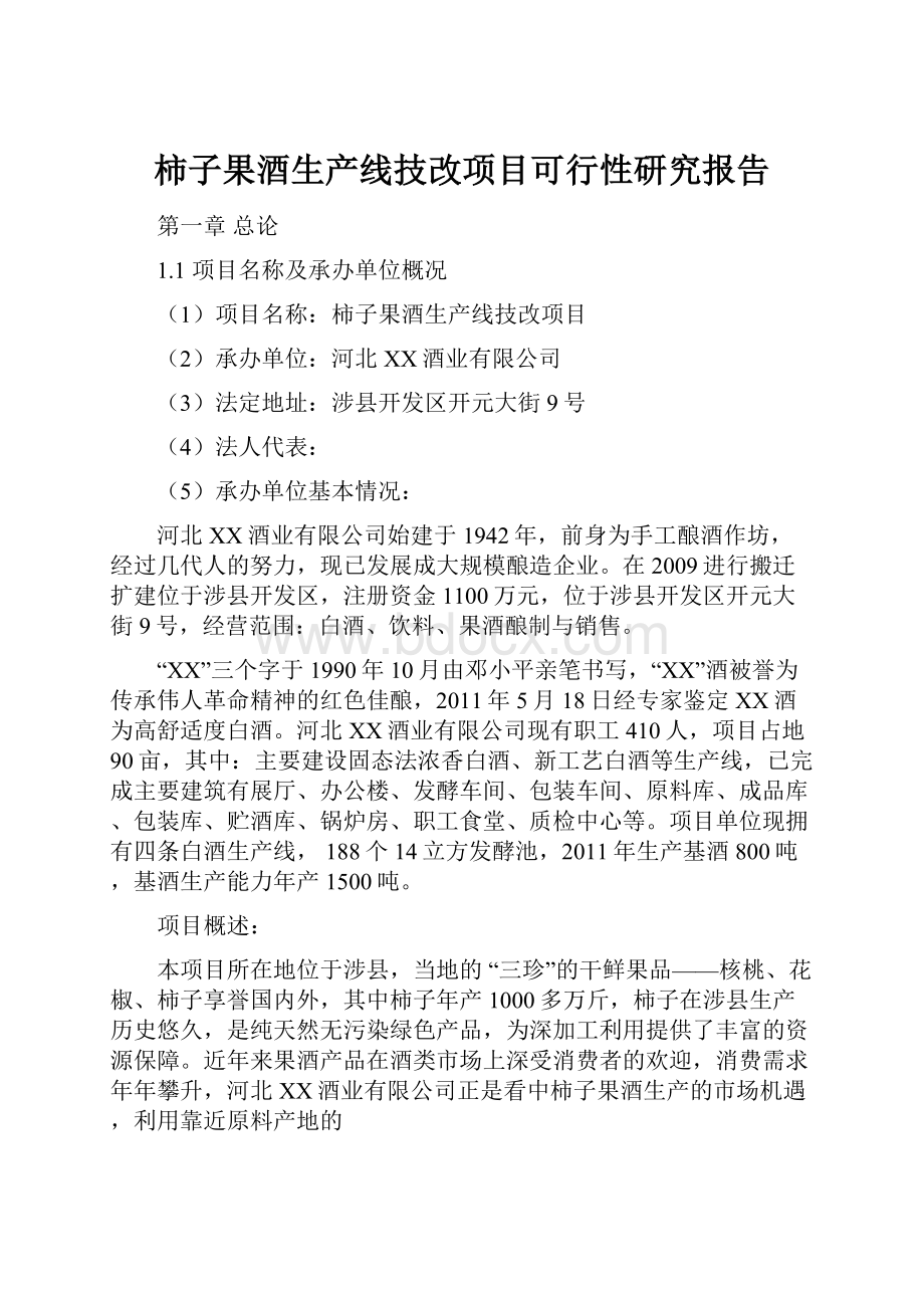 柿子果酒生产线技改项目可行性研究报告.docx