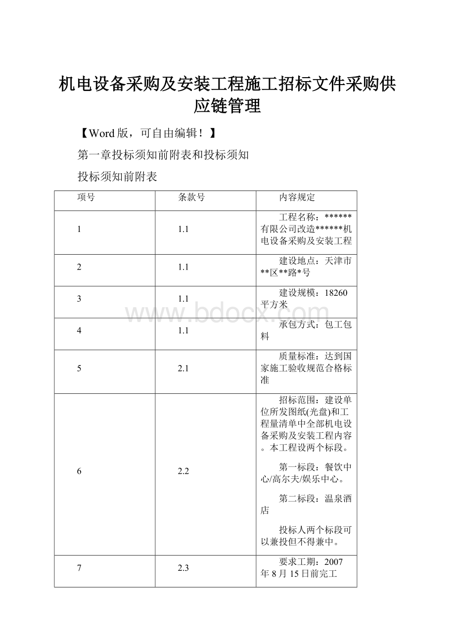 机电设备采购及安装工程施工招标文件采购供应链管理Word下载.docx