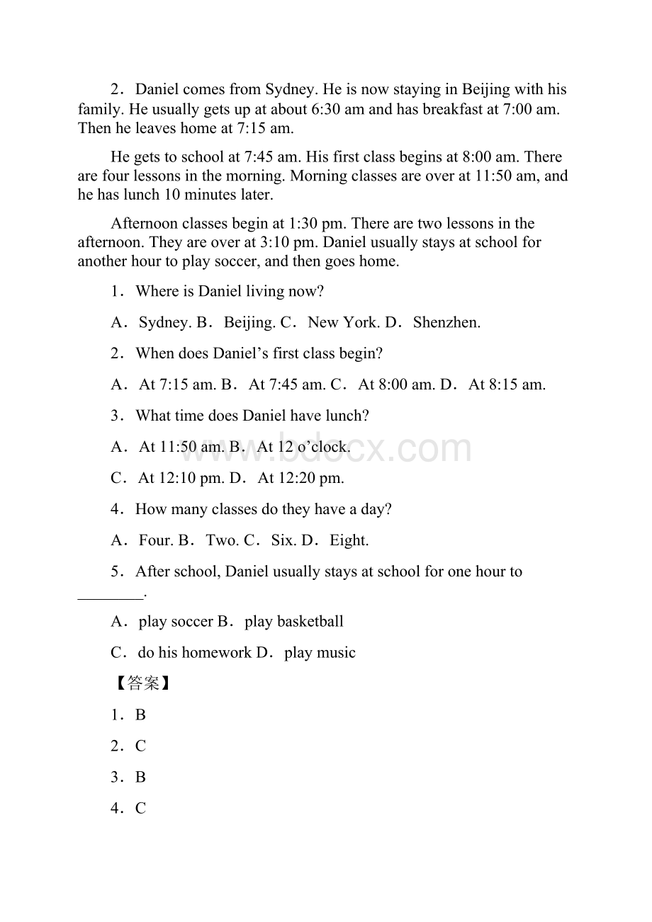 六年级英语阅读理解专项练习 10篇含答案.docx_第3页