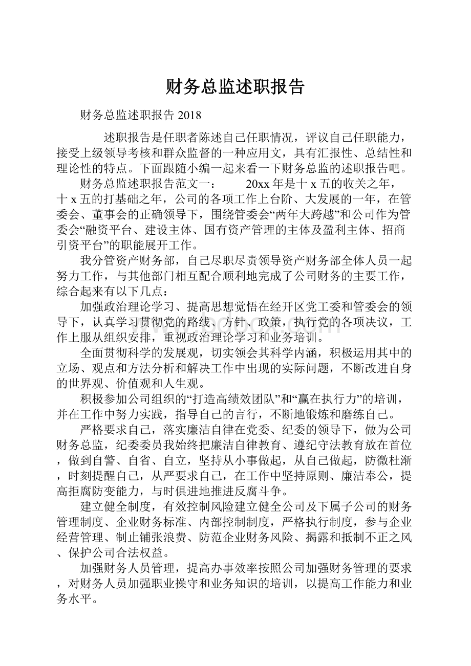 财务总监述职报告.docx