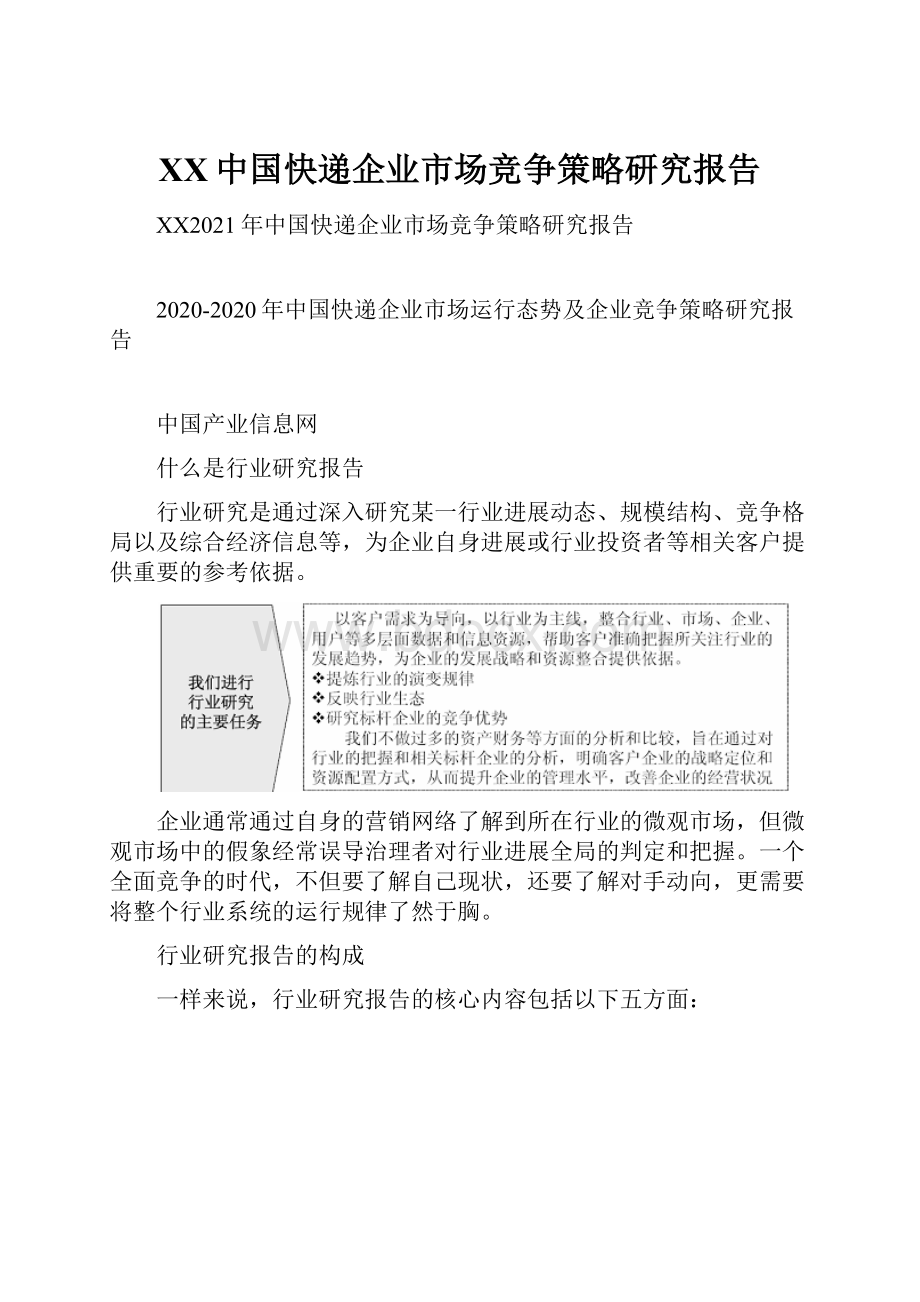 XX中国快递企业市场竞争策略研究报告Word文件下载.docx