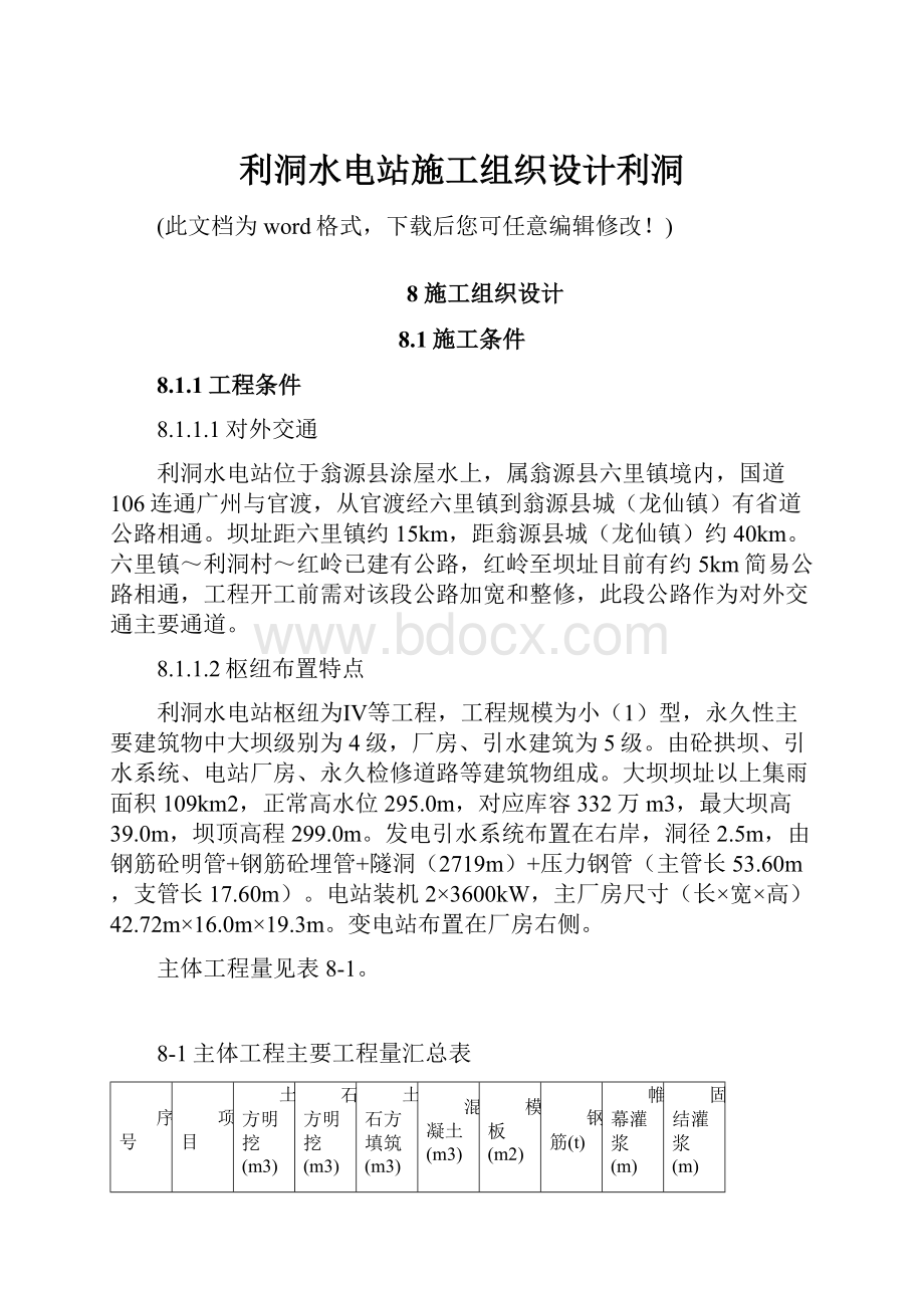 利洞水电站施工组织设计利洞Word文档格式.docx_第1页