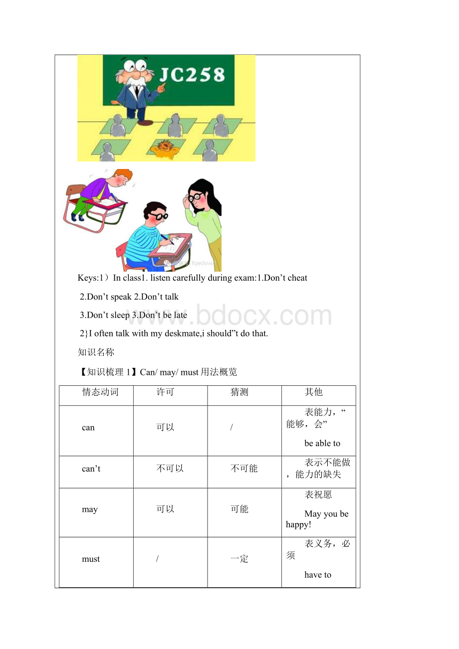 小升初暑期英语六升七新七年级新初一讲义第7讲 情态动词含练习答案Word文档格式.docx_第2页