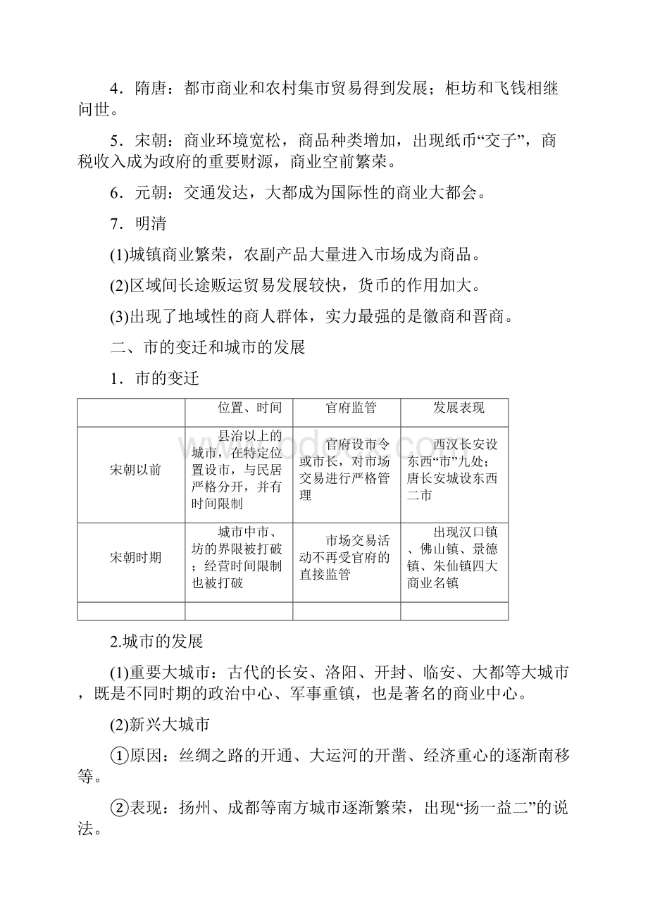 新课程改革高中历史高考历史教案学案知识点总结古代商业的发展.docx_第2页