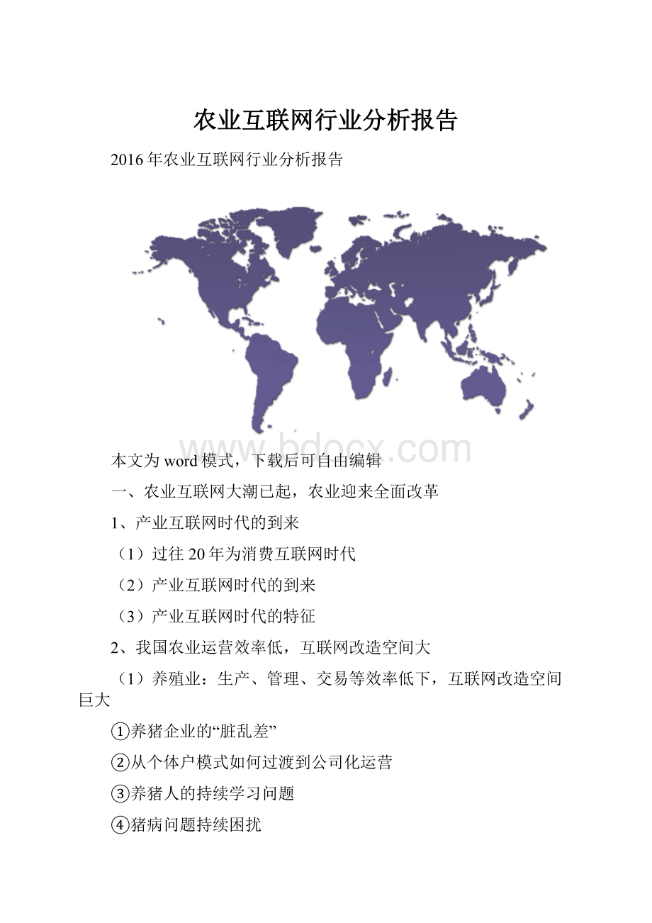 农业互联网行业分析报告Word文档下载推荐.docx