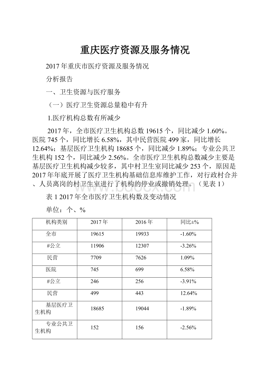 重庆医疗资源及服务情况.docx_第1页