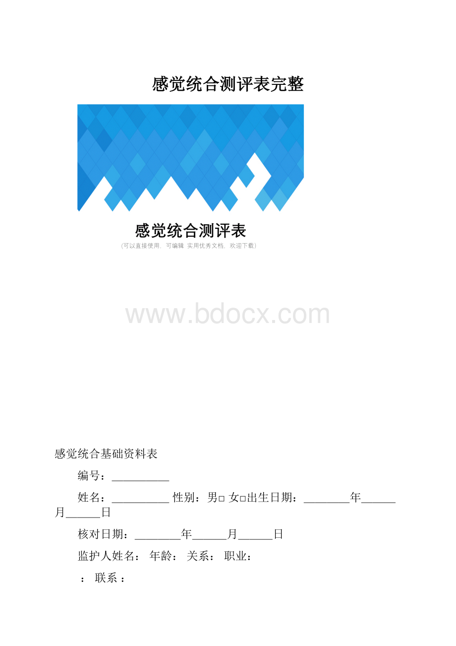 感觉统合测评表完整Word文档格式.docx