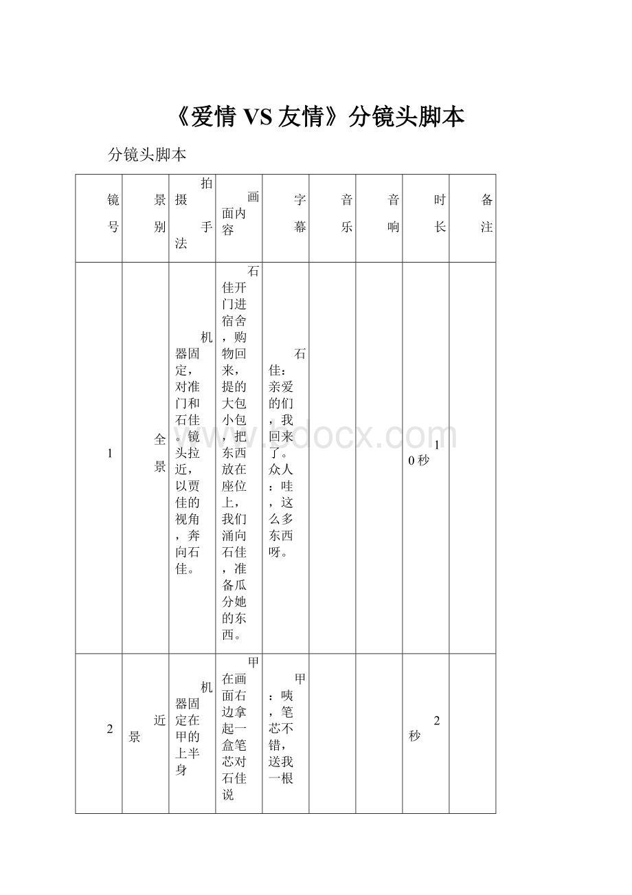 《爱情VS友情》分镜头脚本.docx