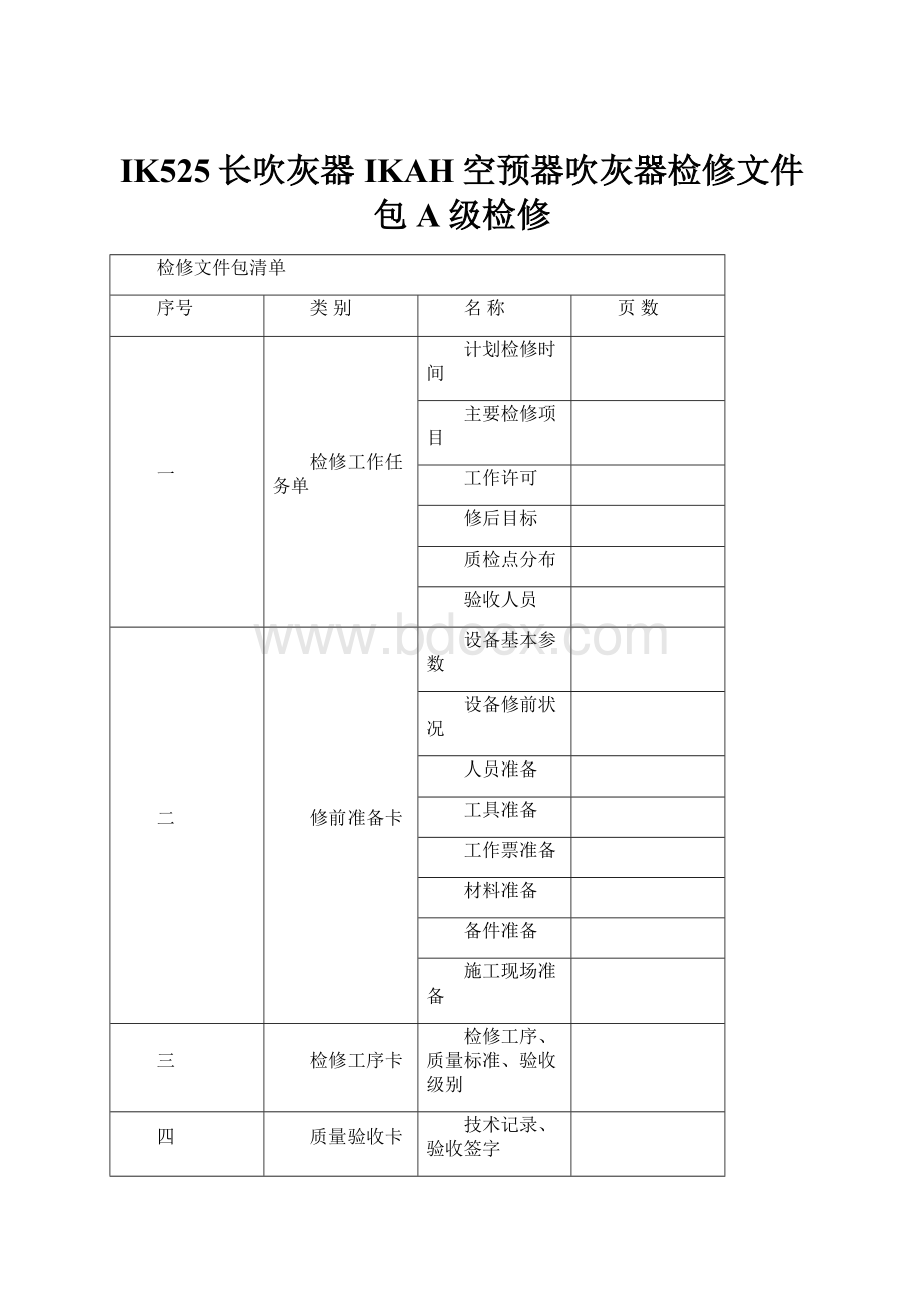 IK525长吹灰器IKAH空预器吹灰器检修文件包A级检修Word格式.docx_第1页