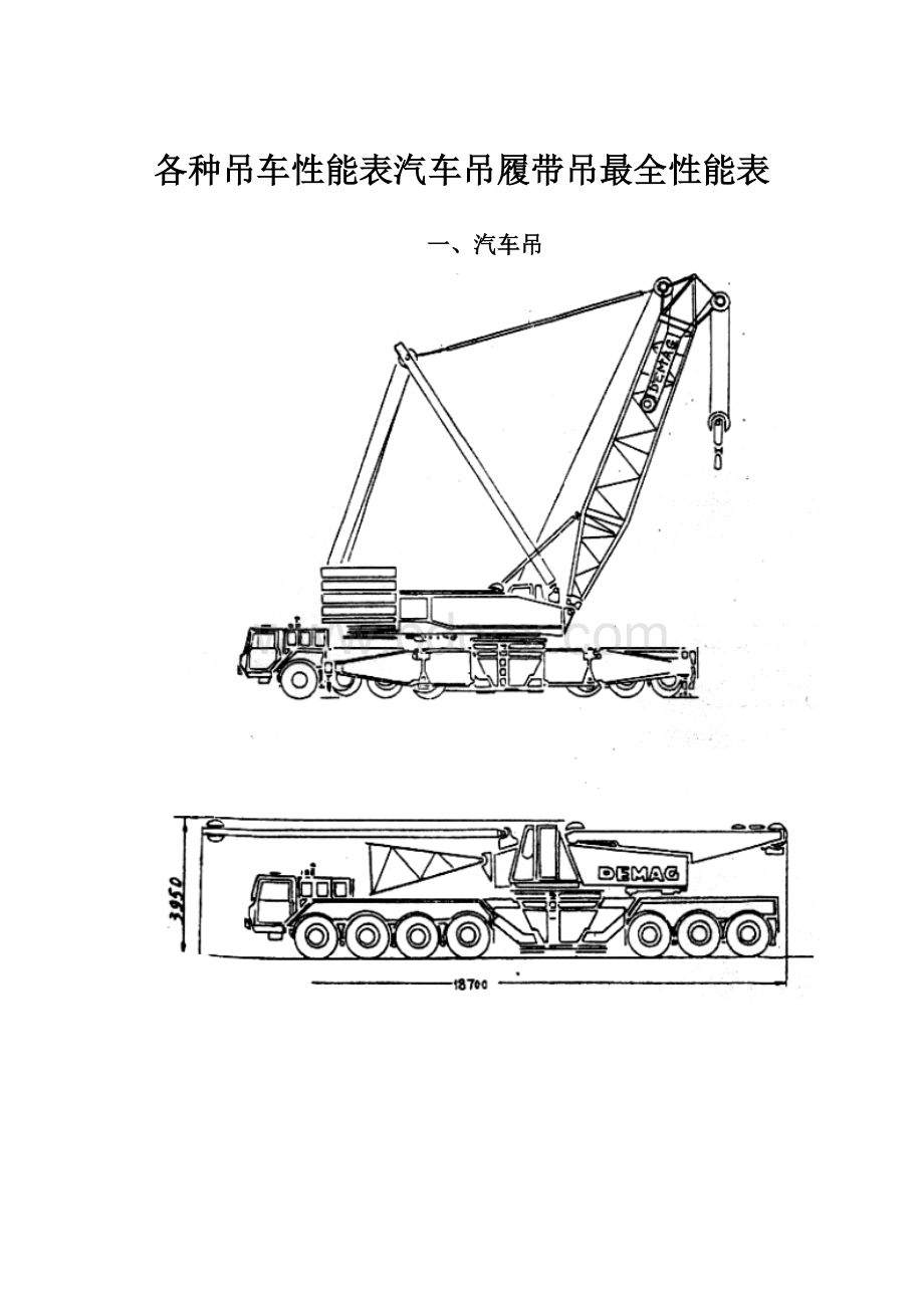 各种吊车性能表汽车吊履带吊最全性能表Word文件下载.docx