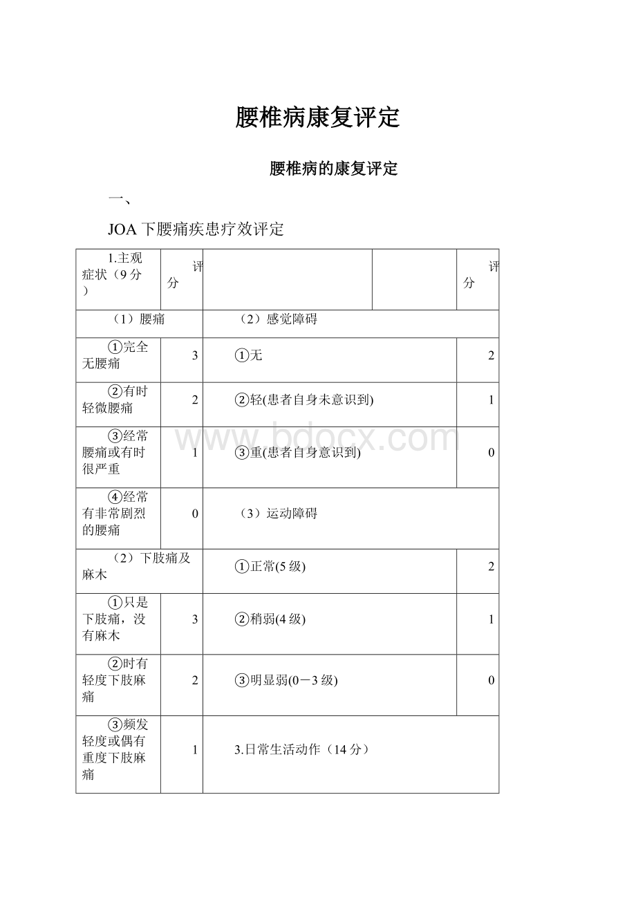 腰椎病康复评定文档格式.docx_第1页