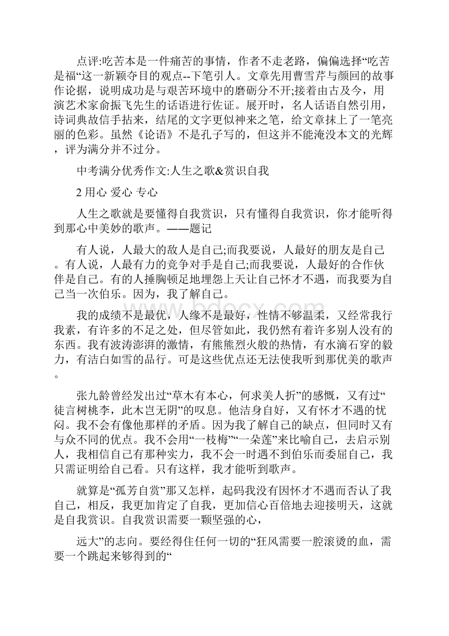 中考语文 近年中学满分优秀作文集锦Word文档下载推荐.docx_第3页