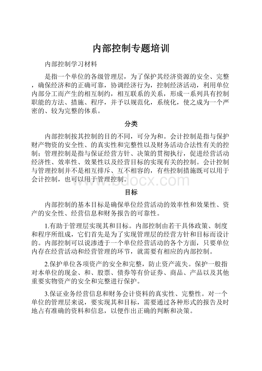 内部控制专题培训.docx_第1页