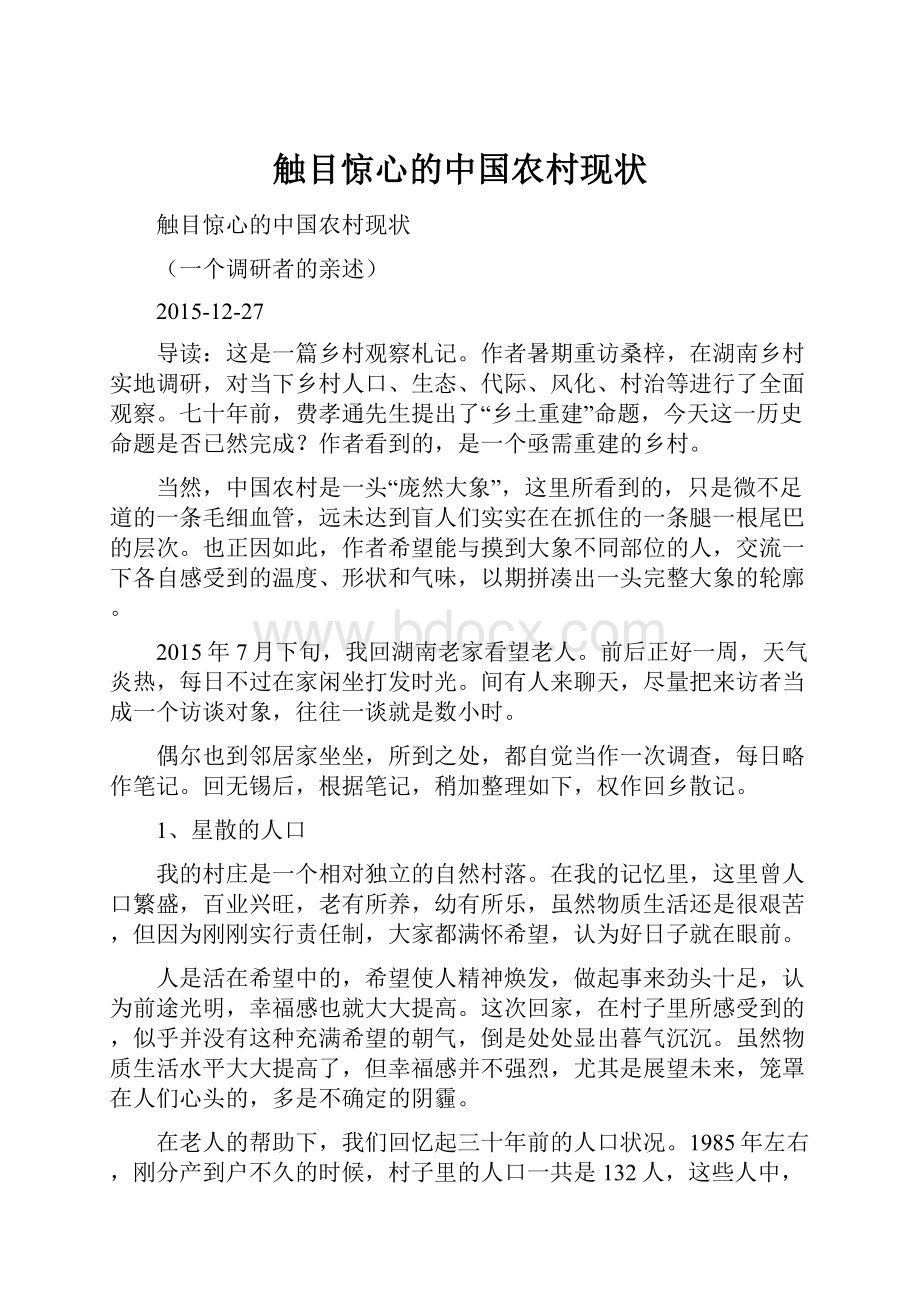 触目惊心的中国农村现状Word文档格式.docx_第1页